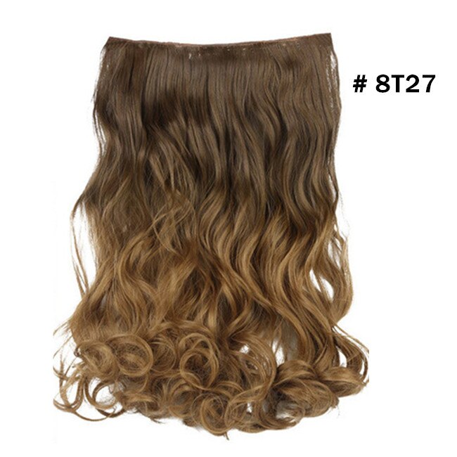 Synthetic Ombre Long Clip In Hair Extensions Wavy High Temperature Hairpiece 25 Colors Available 888: brown to golden