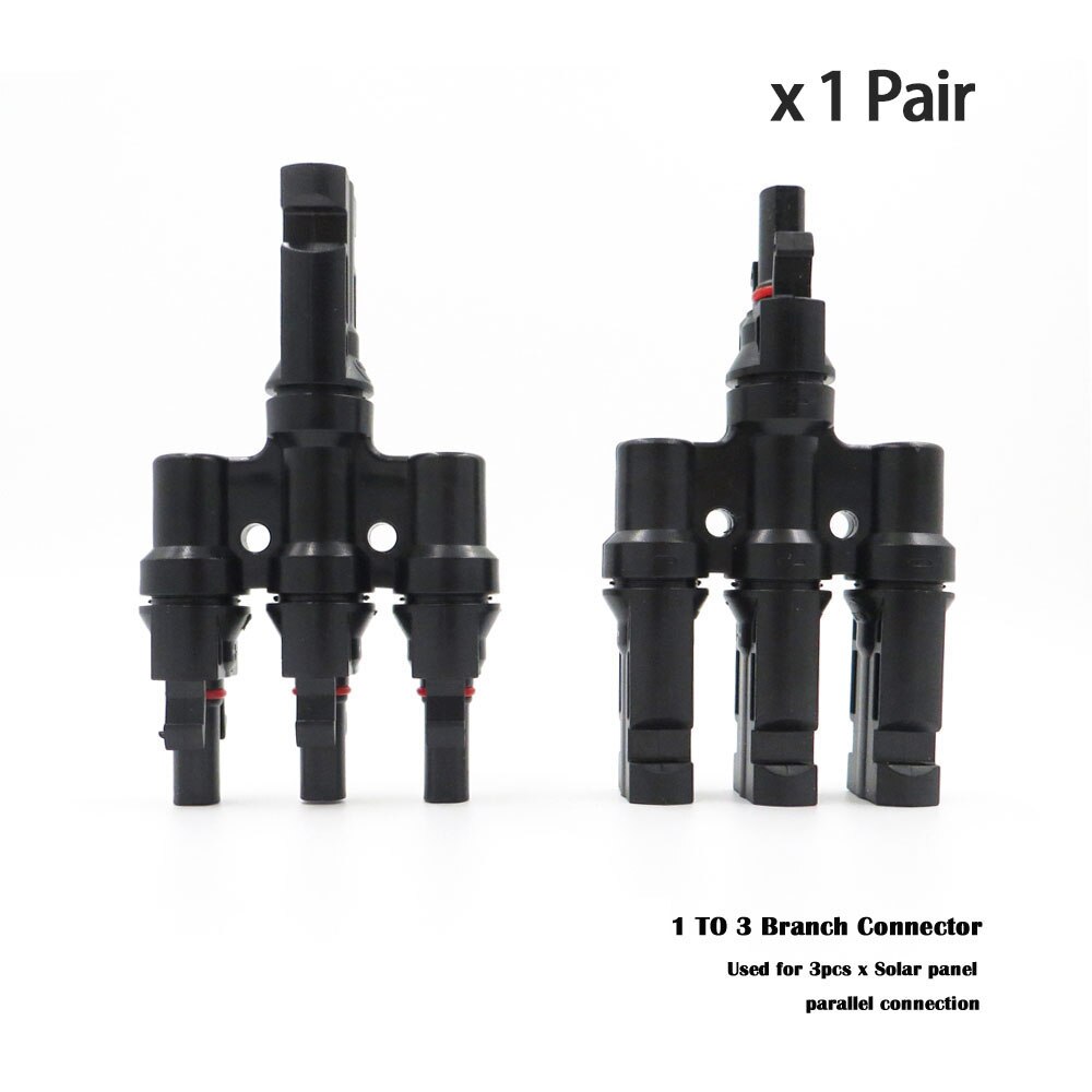 1pair x PV T Branch parallel connection 30A 1000V Electrical PV Connector Photovoltaic 2pcs solar Panel Cable Wire Connect 3T 4T: 3T