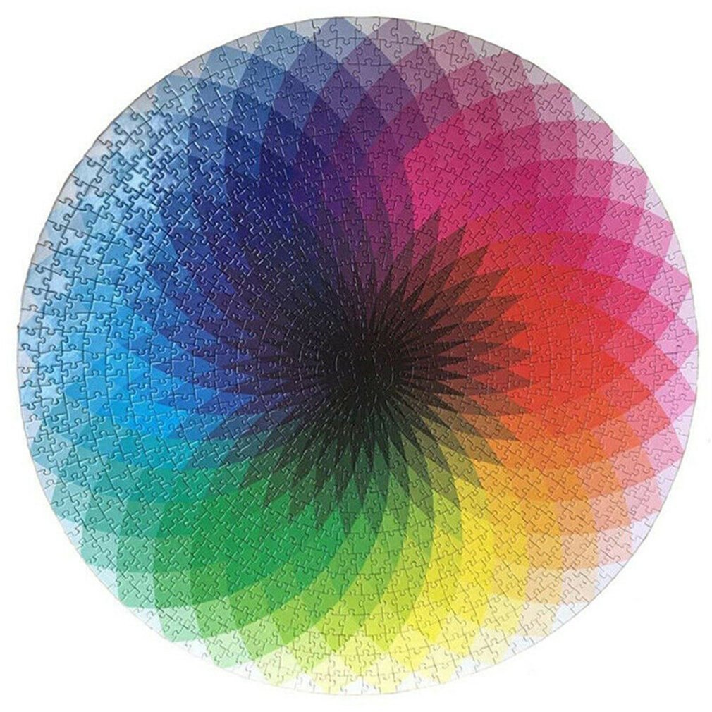 Adult puzzle 1000 pieces round thousand color rainbow Paper Adult puzzle Brain game decompression artifact: Default Title