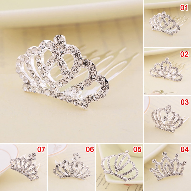 Mini Tiara Hair Clips Princess Crown Comb Costume Accessories for Princess Party Girls Children HSJ88