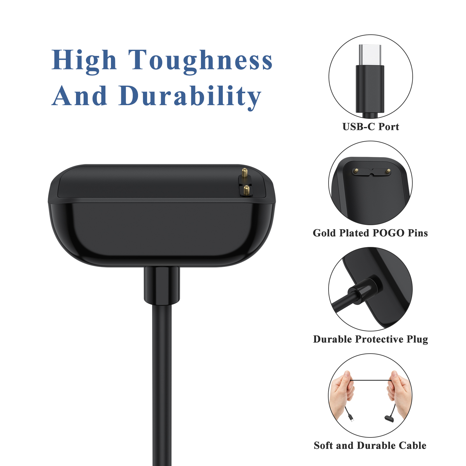 Cargador de reloj tipo C para Fitbit Charge 5 6, Cable de carga magnético para Fitbit Luxe, accesorios adaptadores de base de carga portátil