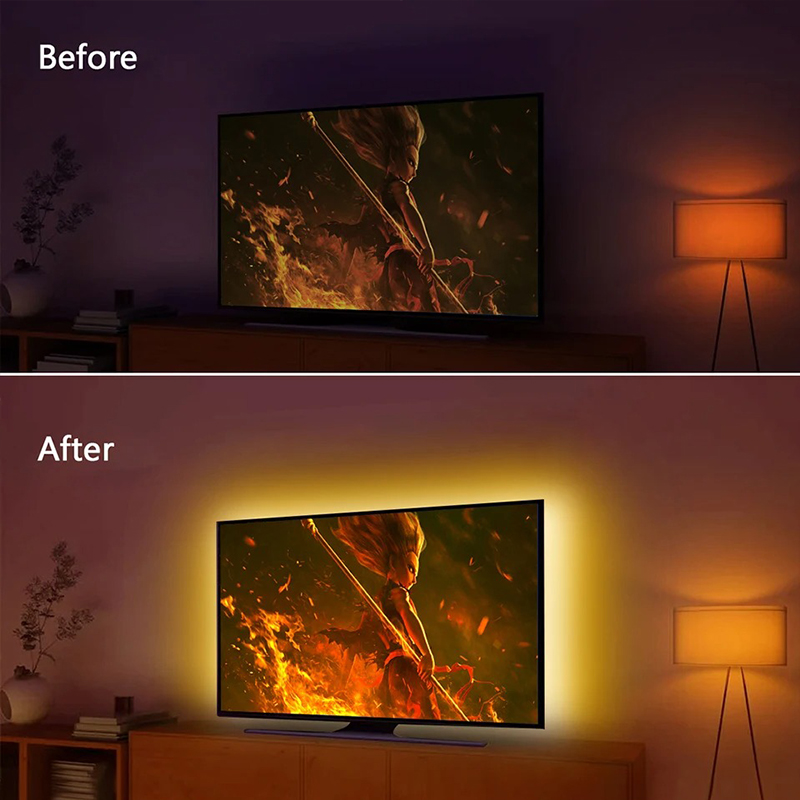 DC 5V USB tiras LED 2835 tira de luz LED blanca cálida TV espejo retroiluminación cinta de iluminación decoración de habitación lámpara cinta LED cadena de luz