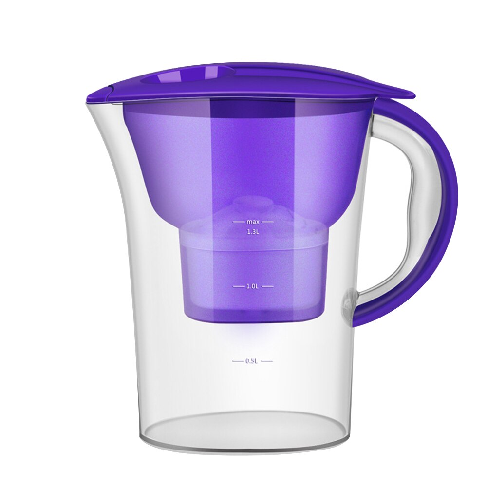 Aktivt kol nät vattenkokare vattenfilter renare kanna 2.5l brita vattenfilter vatten lonizer alkalisk filtrerad gryta kök: Lila