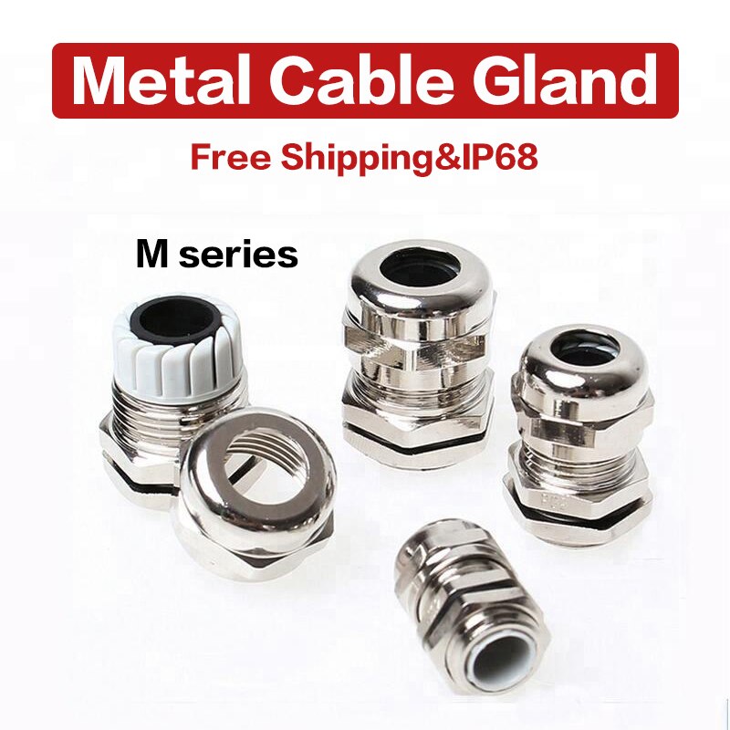 Connecteur de glande de câble métallique série M étanche IP68, câble métrique en laiton nickelé M12 M14 M16 M18 pour câble de 3 à 44mm