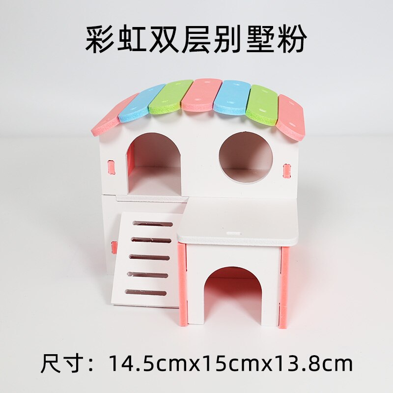 Zabawka dla chomika drewniane meble dla majsterkowiczów kołowrotek do slajdów drewniane gniazdo mały domek raj Djungarian Hamster Villa House Supplies
