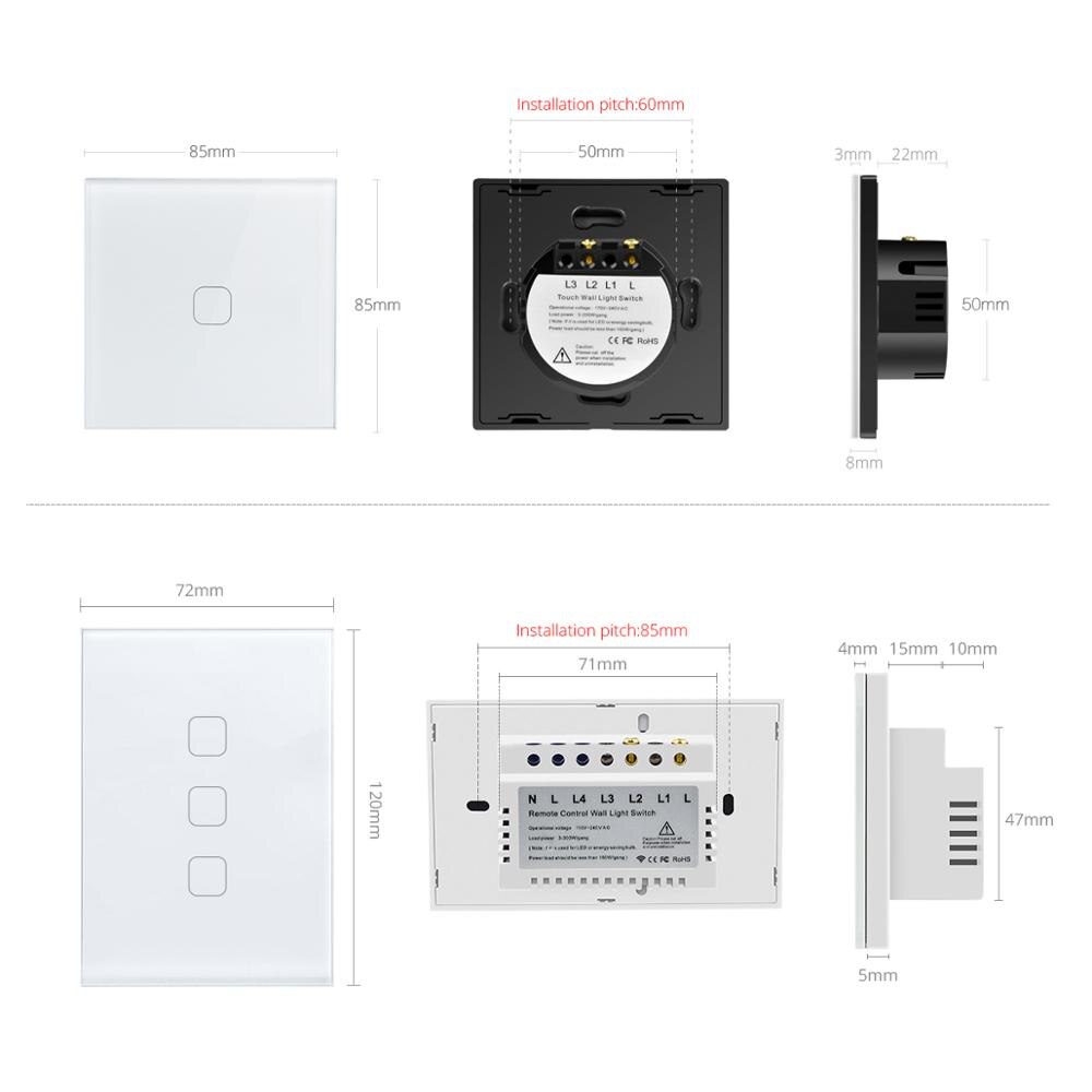 Smart lampe Schalter Smart Home Haus Wand Schalter 110V 220V Touch Sensor LED licht Schalter 1/2/3 Gang EU UNS Standard Smart Switch