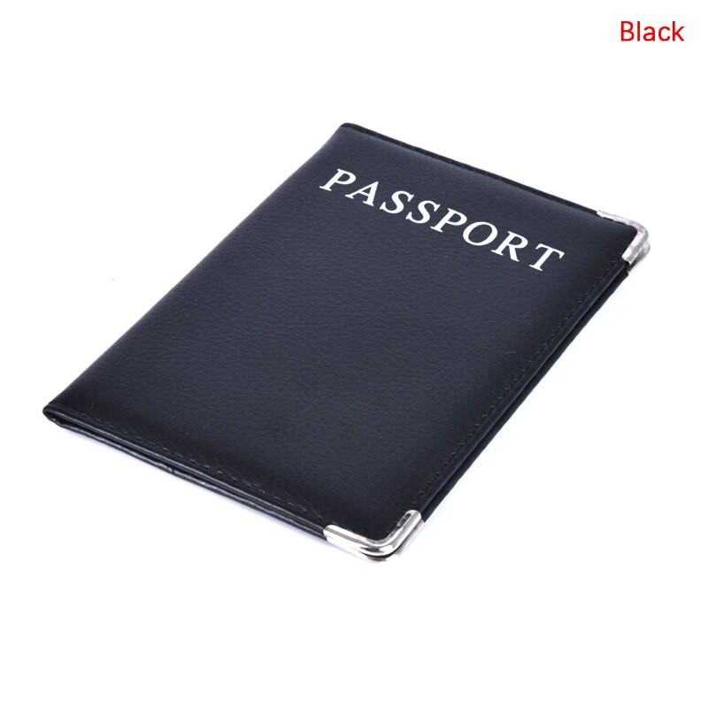 Casual PU Leather Passport Covers Travel Accessories Men Women Passport Business Holder wallet Case ID Bank Credit Card Bag: Black