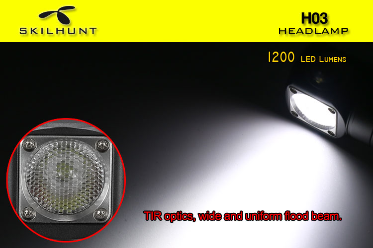 Skilhunt H03 H03R H03F Lampe Frontale 1200 Lumens phare LED extérieur 18650 Lampe Frontale Camping Hoofdlamp Linterna + bandeau