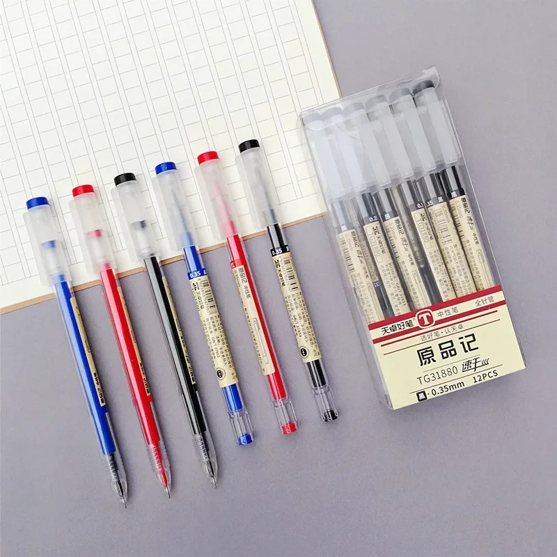 Juego de bolígrafos de Gel de 0,35mm, set de bolígrafos de tinta reemplazable, varillas de recarga de tinta azul, roja y negra, para oficina y escuela, 54 unidades