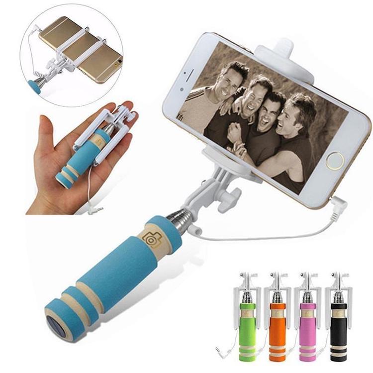 Mini palo Selfie de alambre de 5 colores, monopié remoto extensible de mano para teléfono móvil Samsung Xiaomi Android