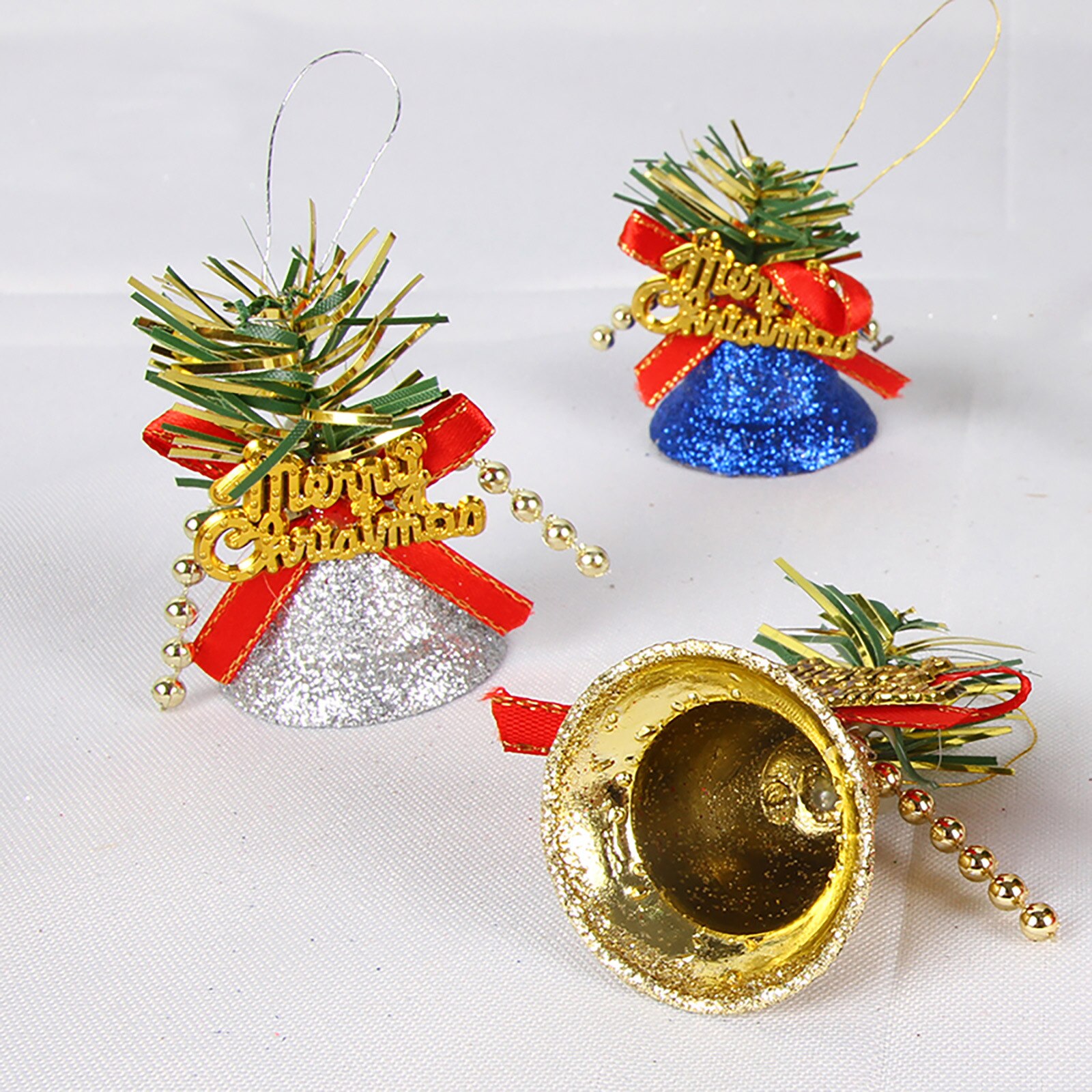 6 unidades/juego de cascabeles de plástico para quitar el polvo de Color, accesorios para árbol de Navidad, campanas de Navidad para niños, juguete para de Navidad, campana para el hogar