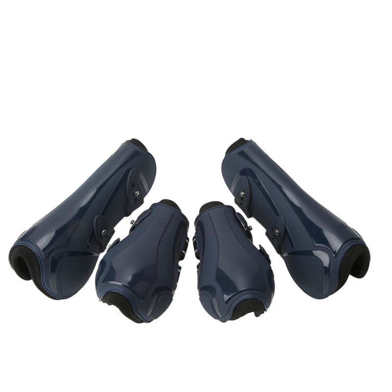 4Pcs Horse Leg Protection Boots PU + Neoprene Thickened Shock Absorbing Horse Leg Boots for Riding