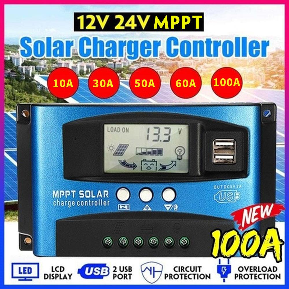 MPPT Dual Usb MPPT Solar Controller Home LCD Display Boat Solar Controller Reverse Connection Protection 12/24v