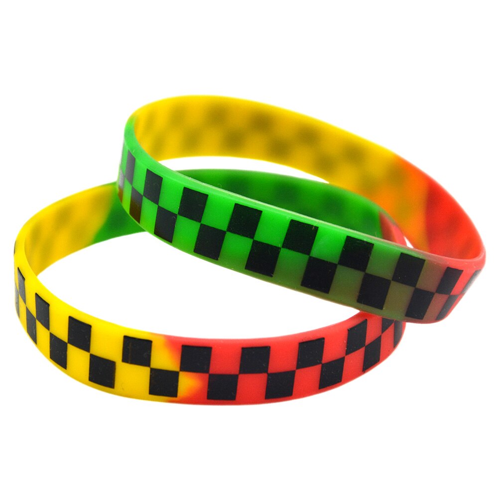 OBH 50PCS Hip Hop Style Printed Checkered Silicone Wristband