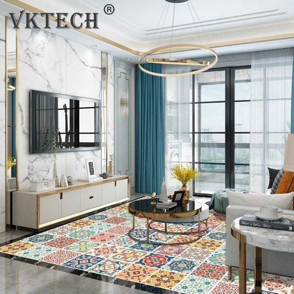 Retro Pattern Tile Floor Stickers PVC Waterproof Self Adhesive Paste DIY Wall Ground Bathroom Kitchen Decor Wall Floor Stick