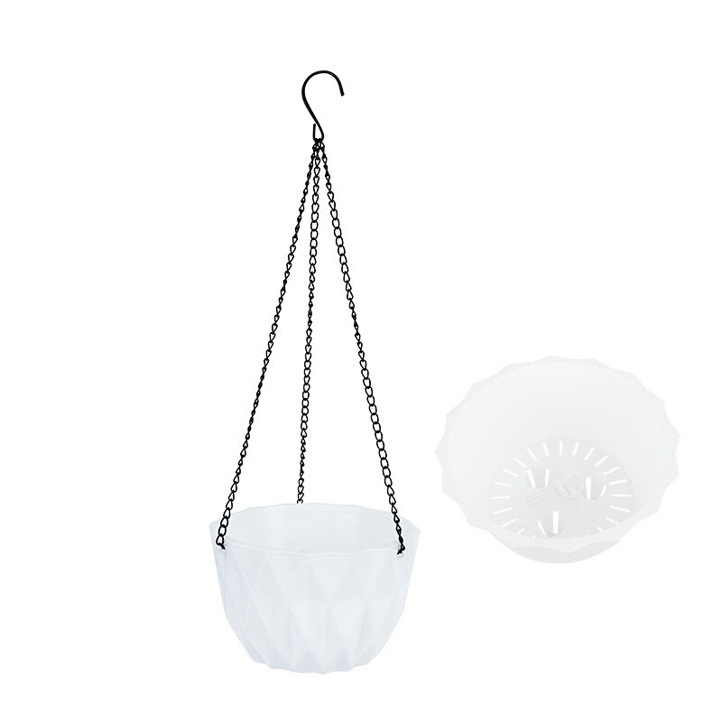 Macetas colgantes de cadena de Maceta de jardín creativas, maceta de flores, cesta decoración para el hogar, balcón, plantas hidropónicas, tejido de mimbre de imitación: Blanco