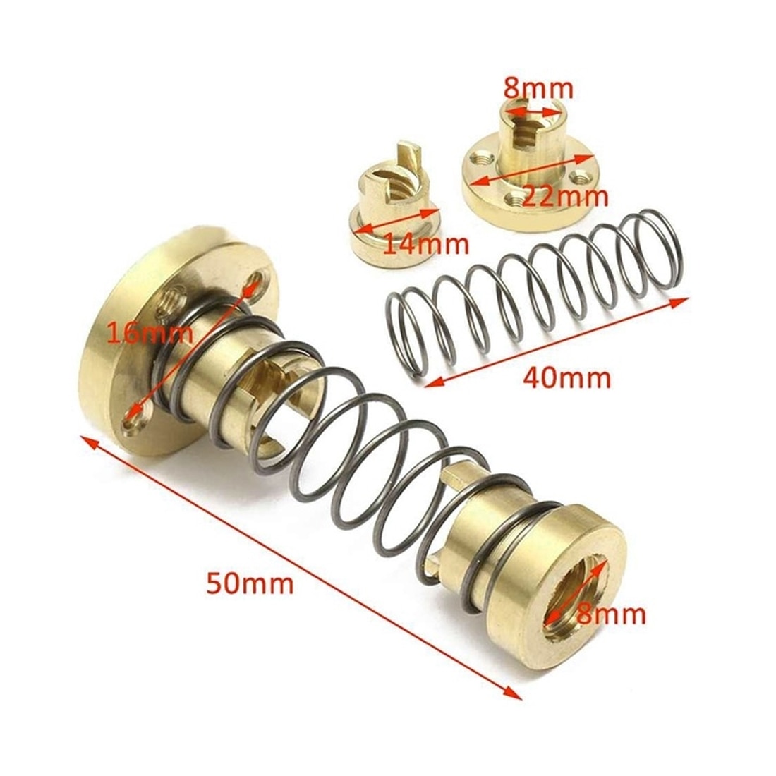 3D Printer T8 Anti Backlash Spring Loaded Nut For Lead Threaded Rod Lead Screws 2mm Pitch