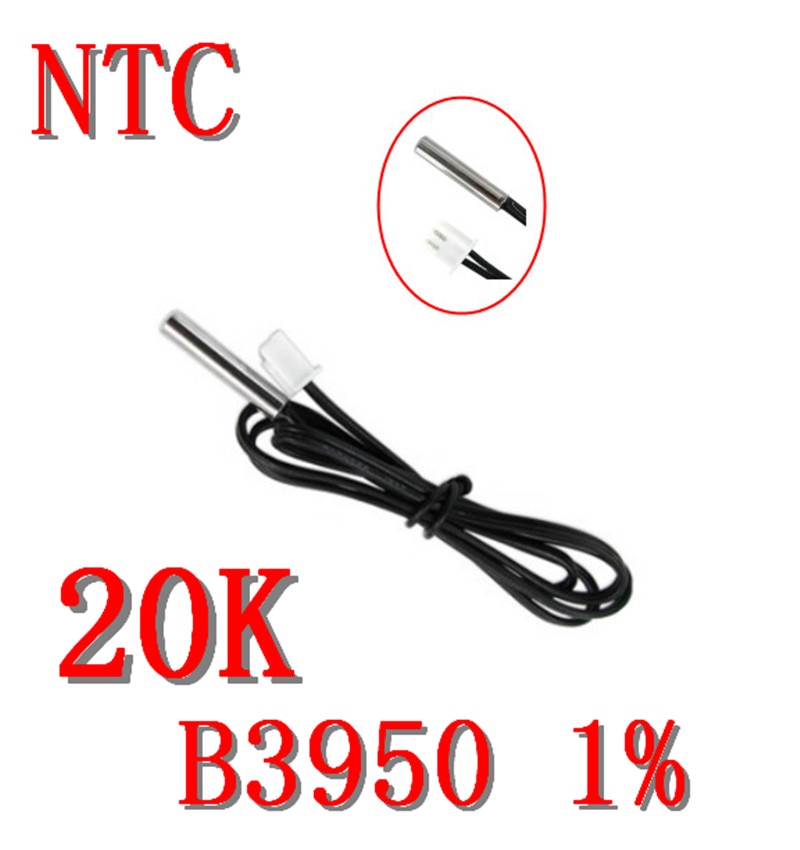 Sensor de temperatura NTC a prueba de agua 20K B3950 1% precisión termistor NTC 20K B3950 1% NTC20K-3950 de controlador de temperatura negativa
