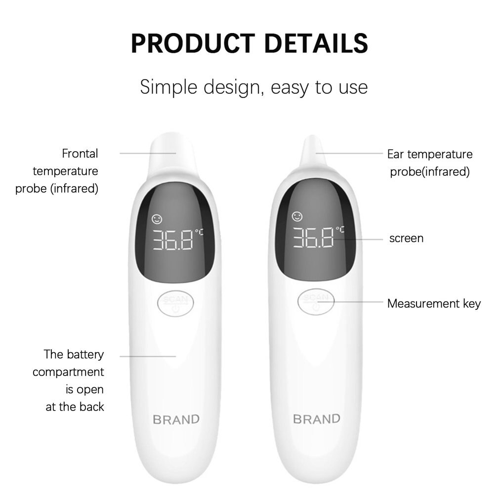 Ear And Forehead Temperature Thermometer Accurate Measurement No Contact Infrared Handheld Thermometer