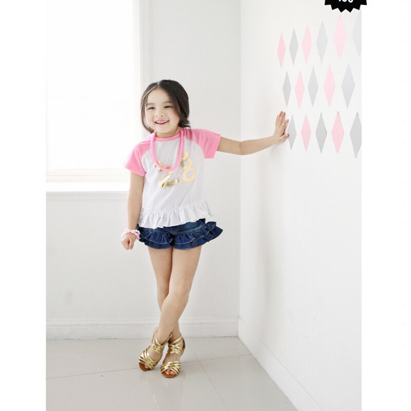 Jean d'été pour petites filles, pantalon court en Denim, ourlet pétale, Style Lolita,