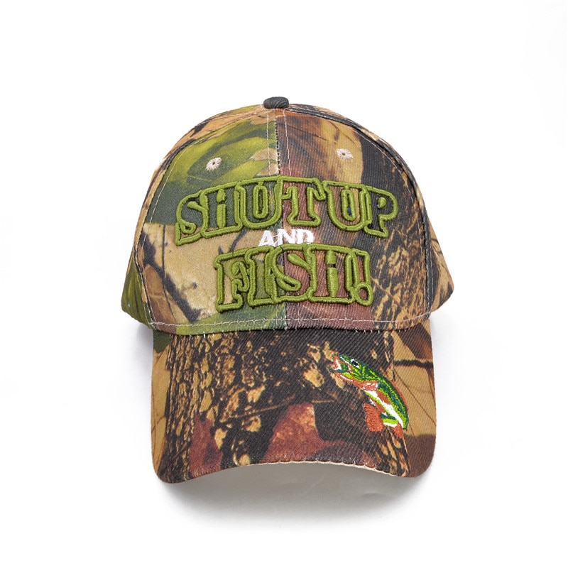 Camouflage Baseball Cap 3D Borduurwerk Shut Up Vis Camouflage Hoeden Unisex Snapback Hoed Caps