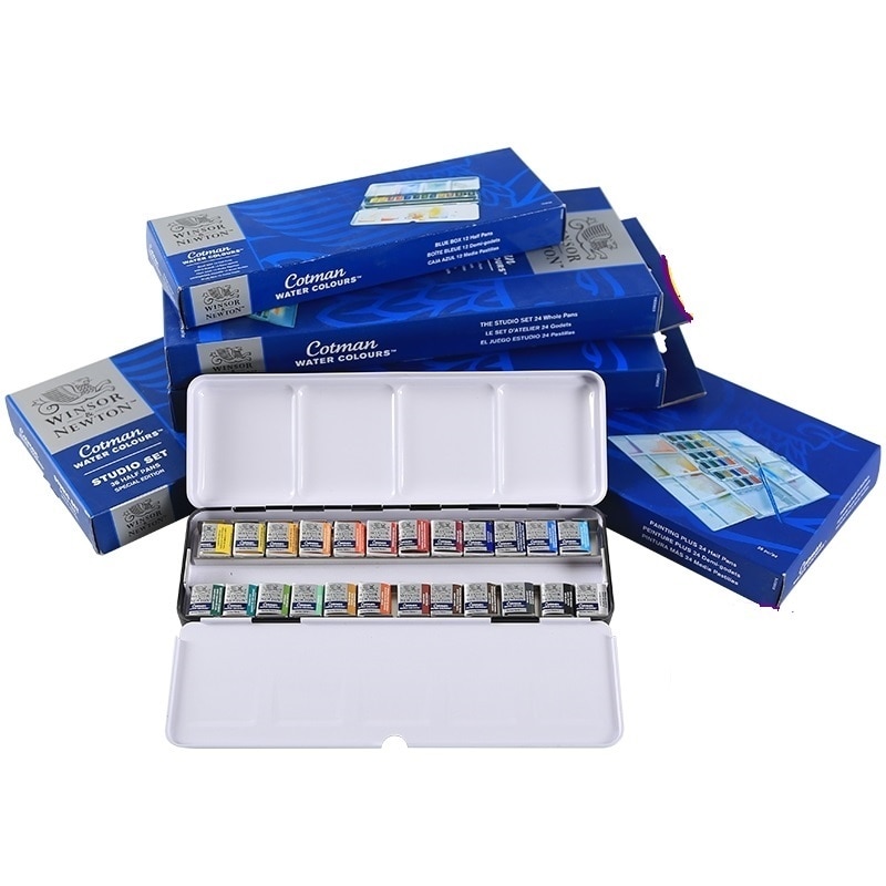 Winsor & Newton Cotman 8/12/24/36/45 Kleuren Half Pannen Effen Aquarel Verf Set pigment Kunst Levert