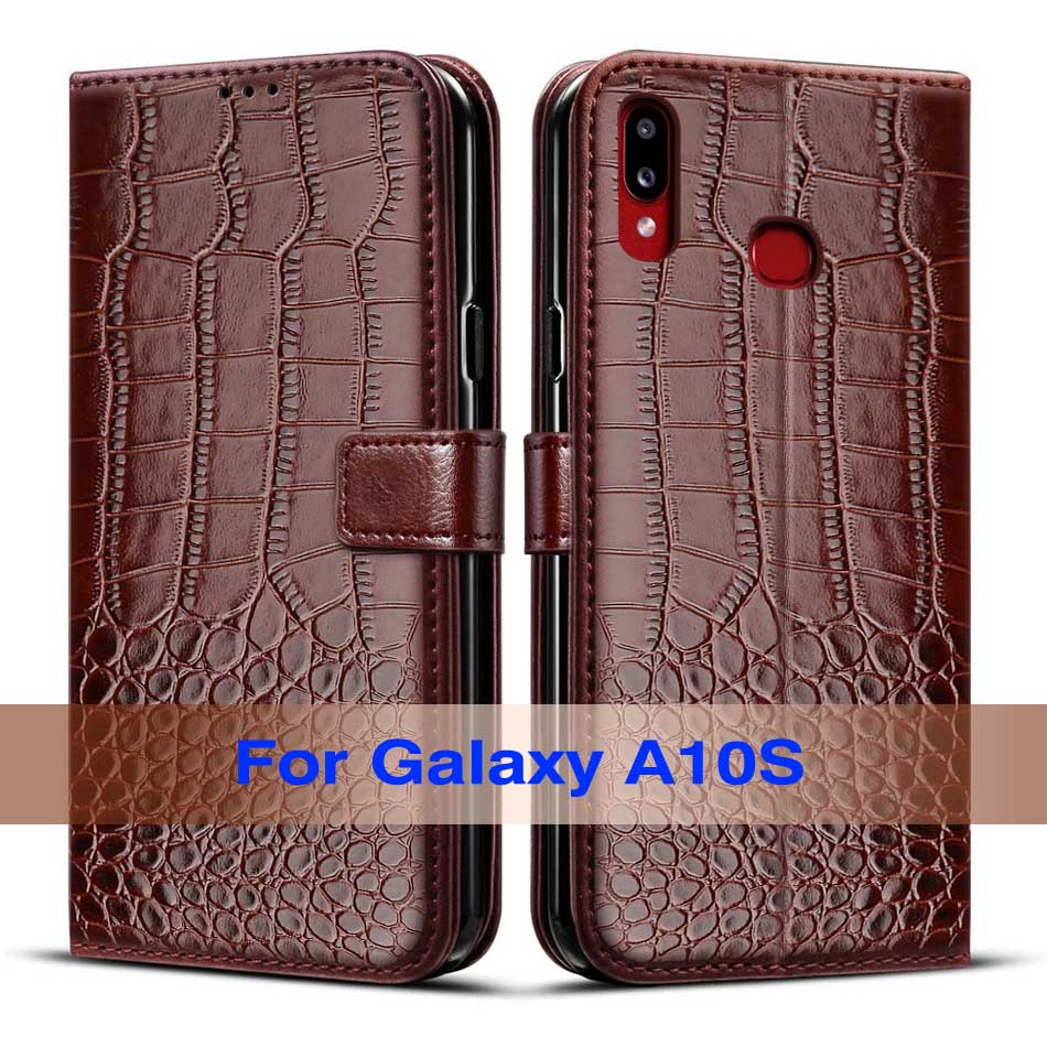 Caso de couro da aleta para samsung a10s caso telefone magnético para samsung galaxy a10s galaxya10s a 10s a107f cvoer coque: Deep Brown