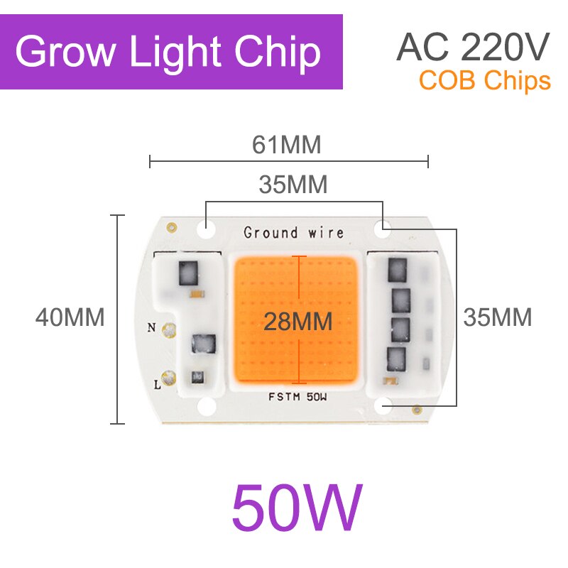 Kaguyahime LED COB Chip 220V 20W 30W 50W 100W DIY Integrated Chip Rectangular Lamp No Need Driver For Spotlight Floodlight Bulb: Grow Light 50W / Grow Full Spectrum