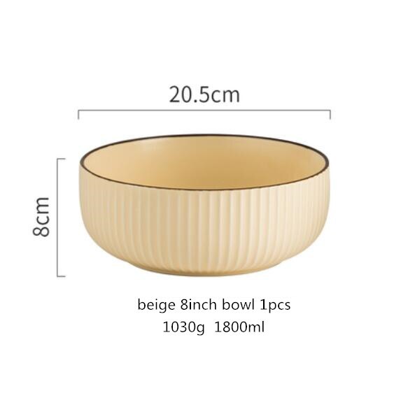 Green And Beige Matte Ceramic Steak Food Plate Nordic Style Tableware Bowl Ins Dinner Dish High End Porcelain Dinnerware: b inch bowl