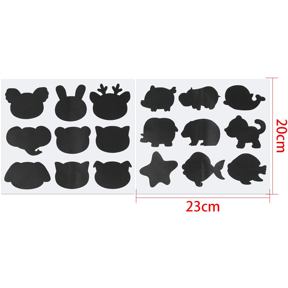 18/36PCS Waterdichte Zwarte Tag Labels Dier Vorm Stickers Cartoon Kruidenpotjes Kindergarden Keuken Krijtbord Sticker