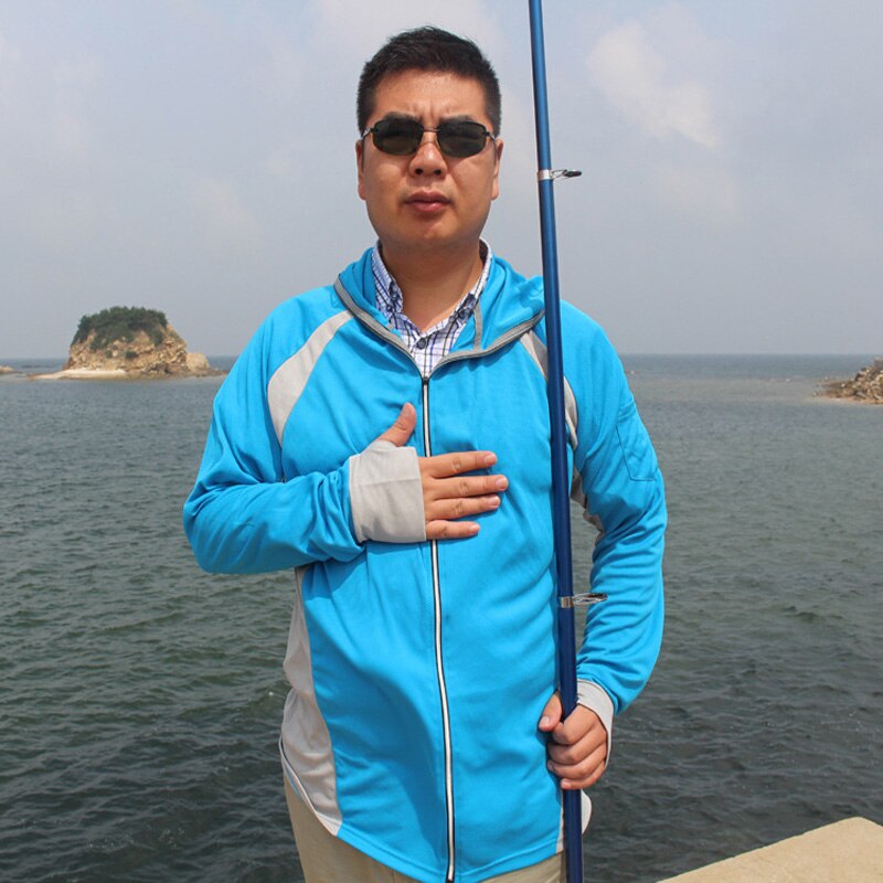 TRVLWEGO-Camiseta de manga larga para hombre, camisa de secado rápido con protección UV, azul claro, para escalada, senderismo, pesca, ropa para exteriores