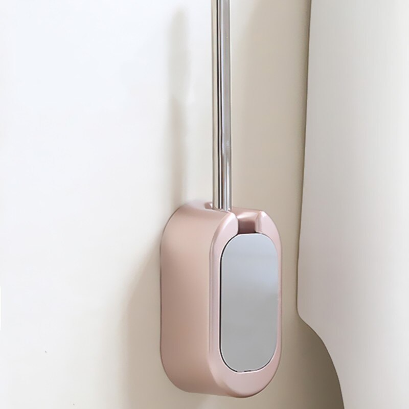 Escobilla de baño portátil de oro rosa de lujo, conjunto de herramientas de limpieza de inodoro, escobilla de baño colgante de pared