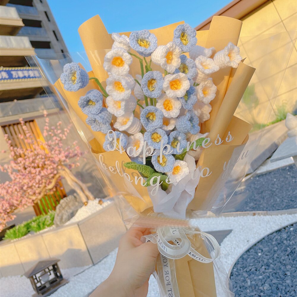 TPRPYN lilie der tal Strauß Häkeln Bausatz mit garn DIY Blumen Häkeln Bausätze betroffen Dame tränen handmake anfänger