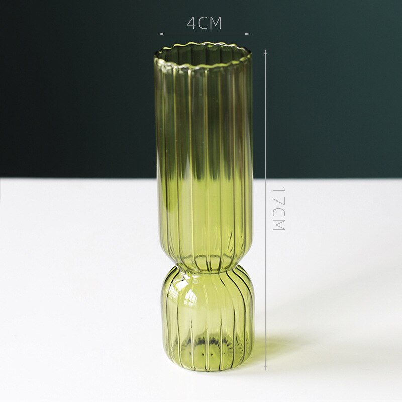 Nordisk glassvase små glassvaser blomsteroppsats hjemmedekorasjon tilbehør moderne stue glass ornament: Gul-grønn