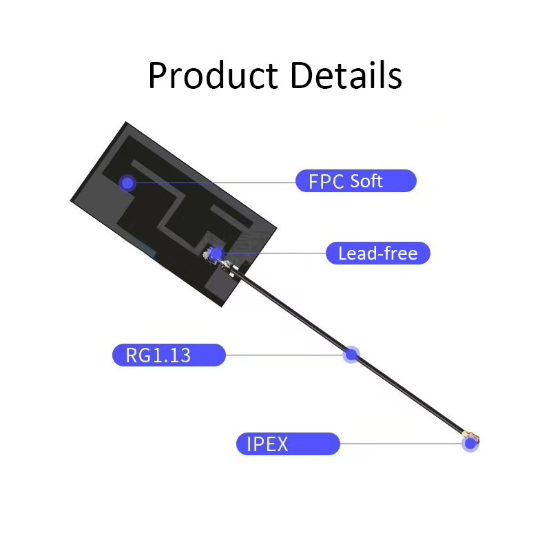 FPC Antenne - 868/915MHz LoRa - 824-960/1710-2170MHz - 5dBi gewinnen - IPEX1 Anschluss