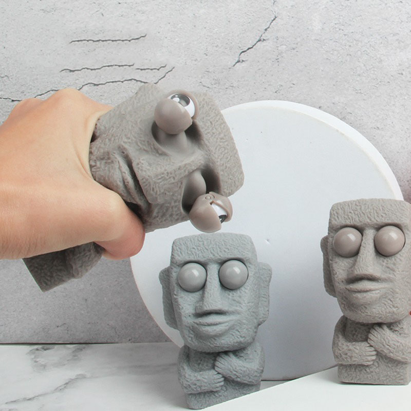 Stein Mann ver öffentlicht Stress Spielzeug langsam Rebounds weiche Moai Statue Squeeze Augen interessierten Ausdruck entspannt Stress Kinder
