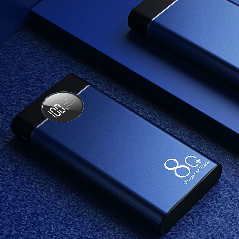 80000mah banco de potência portátil grande capacidade carregamento rápido duplo usb bateria externa para iphone xiaomi samsung frete grátis: Azul