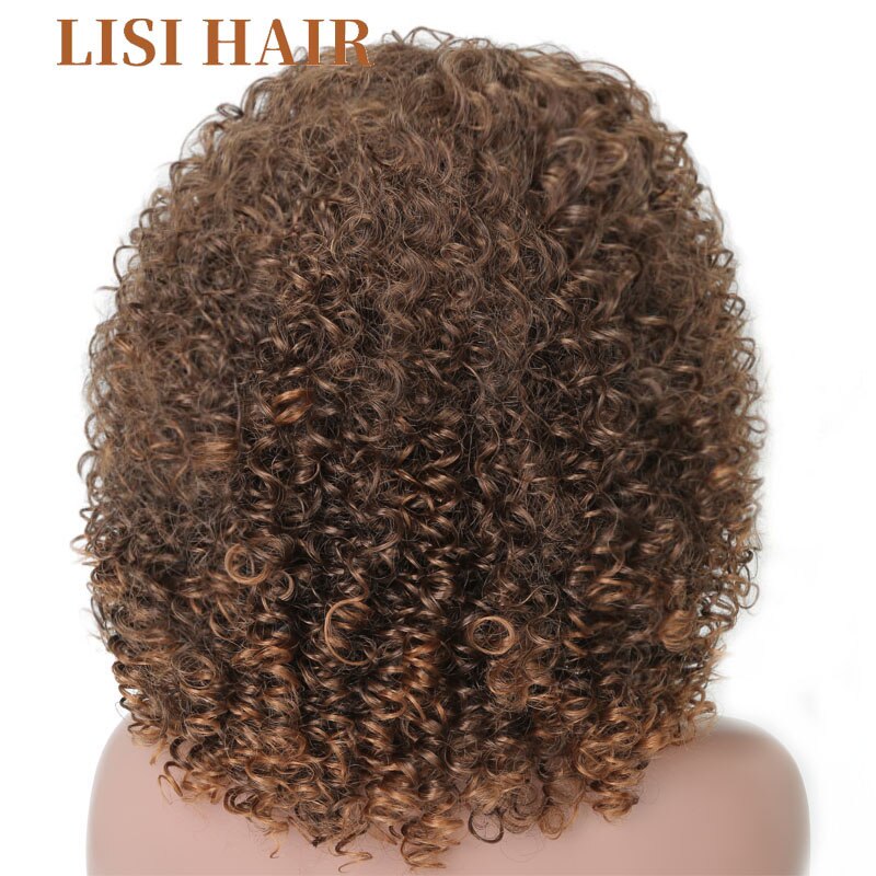 LISI HAIR Short Curly Hair Blond Brown Color Wigs For Black Women African Women Hairstyle Synthetic Hair High Temperature Fiber