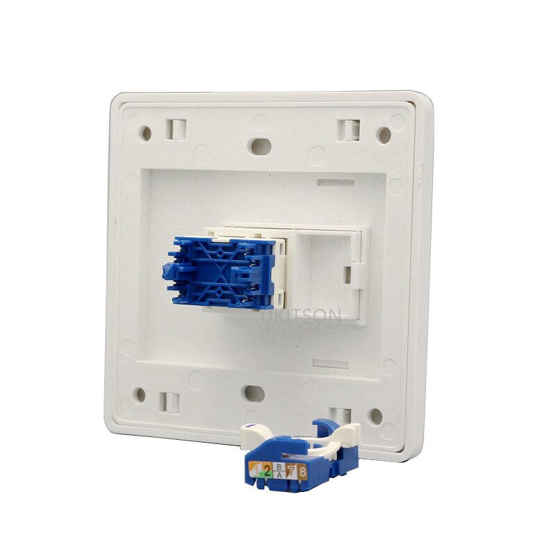 1 Port Cat 6 RJ45 Computer Socket Wall Faceplate Tool-Free Connection Outlet Panel 86x86mm
