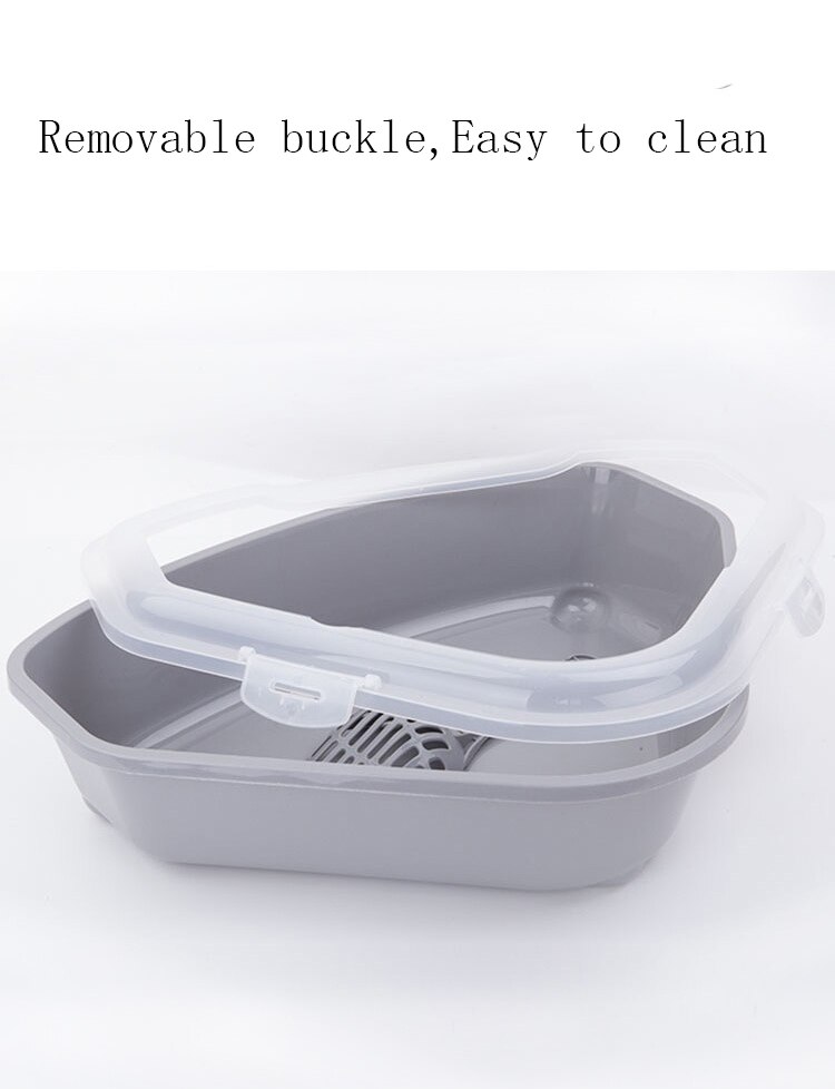 Cat Toilet Plastic Triangle Shape Self Cleaning Cat Litter Box Large Space Plastic Cat Toilet Training Kit Litter Box: 4