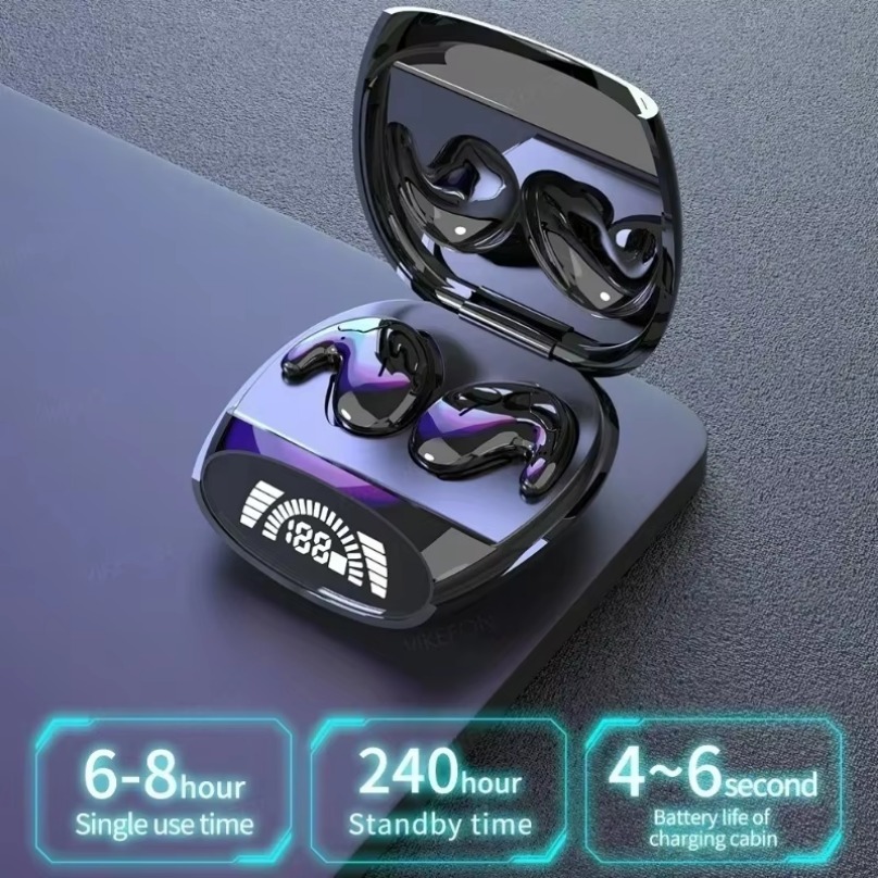 Mini smertefrie, tynne hodetelefoner med støydemping og vanntett bluetooth 5.3 trådløs hodesett egnet for søvn/sport