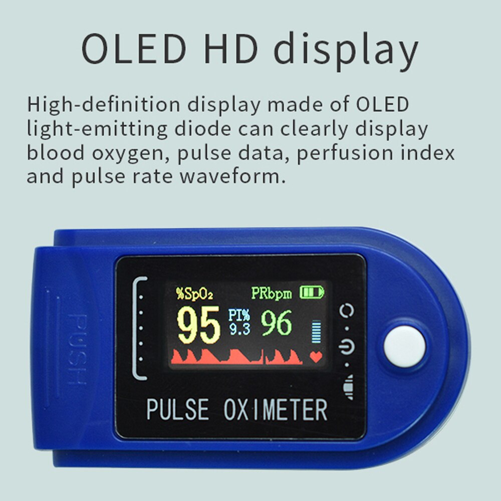 Oximetro Finger Oximeter Pulse Rate Perfusion Index SPO2 Blood-oxygen Data Measurement OLED Display + Digital Thermometer