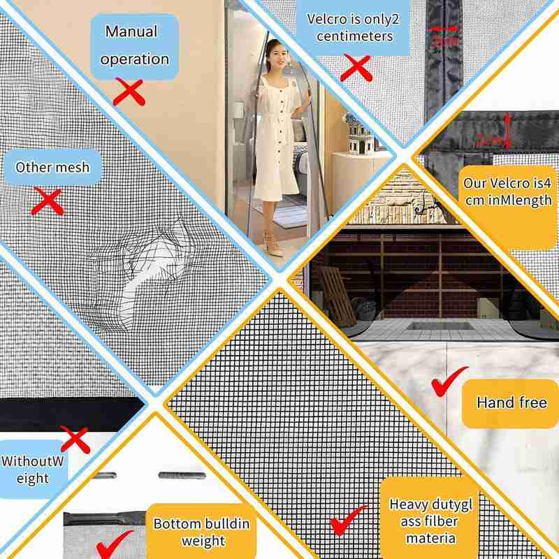 Double Garage Door Screen Magnet Bottom Insect Bug Door Mesh Screen Gauze A9K6