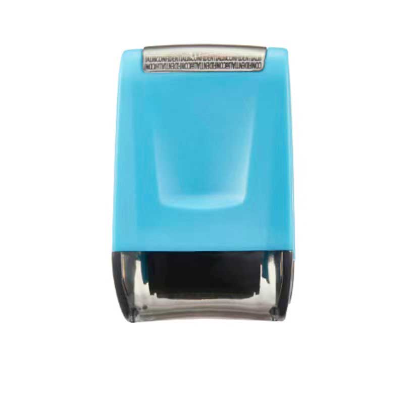 Blue Your ID Confidential Seal Roller Self Inking Stock Stamp Secret Seal Theft Protection Code Guard Office File Stamp Tool