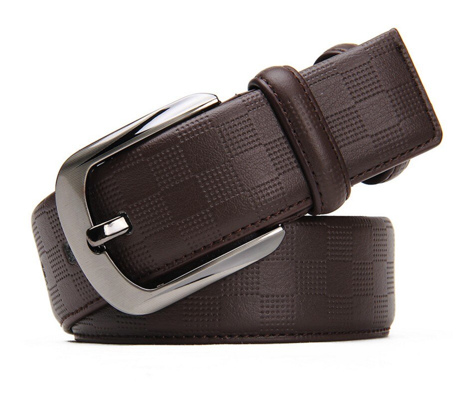 Merk stijl heren riem luxe leren riemen voor mannen casual riem mannelijke metalen gesp: Hy02 koffie / 125cm