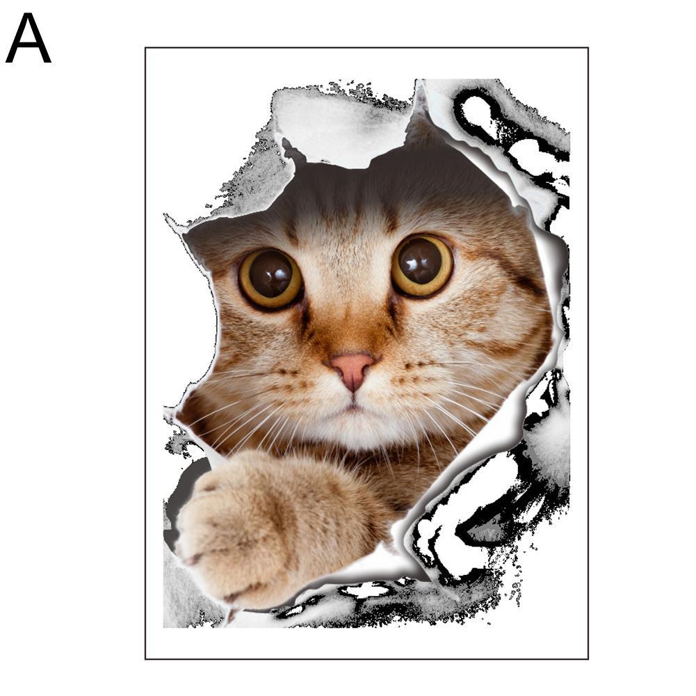 Dier Muursticker 3D Leuke Gat View Katten Honden Wc Behang Decal Art Diy Badkamer Wc Decoratie Thuis decor