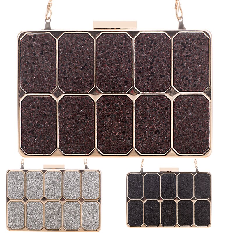 Blauwe avond clutches dames gouden metalen diner banket clutch beste kerst lange ketting dames schoudertassen mini telefoontasje