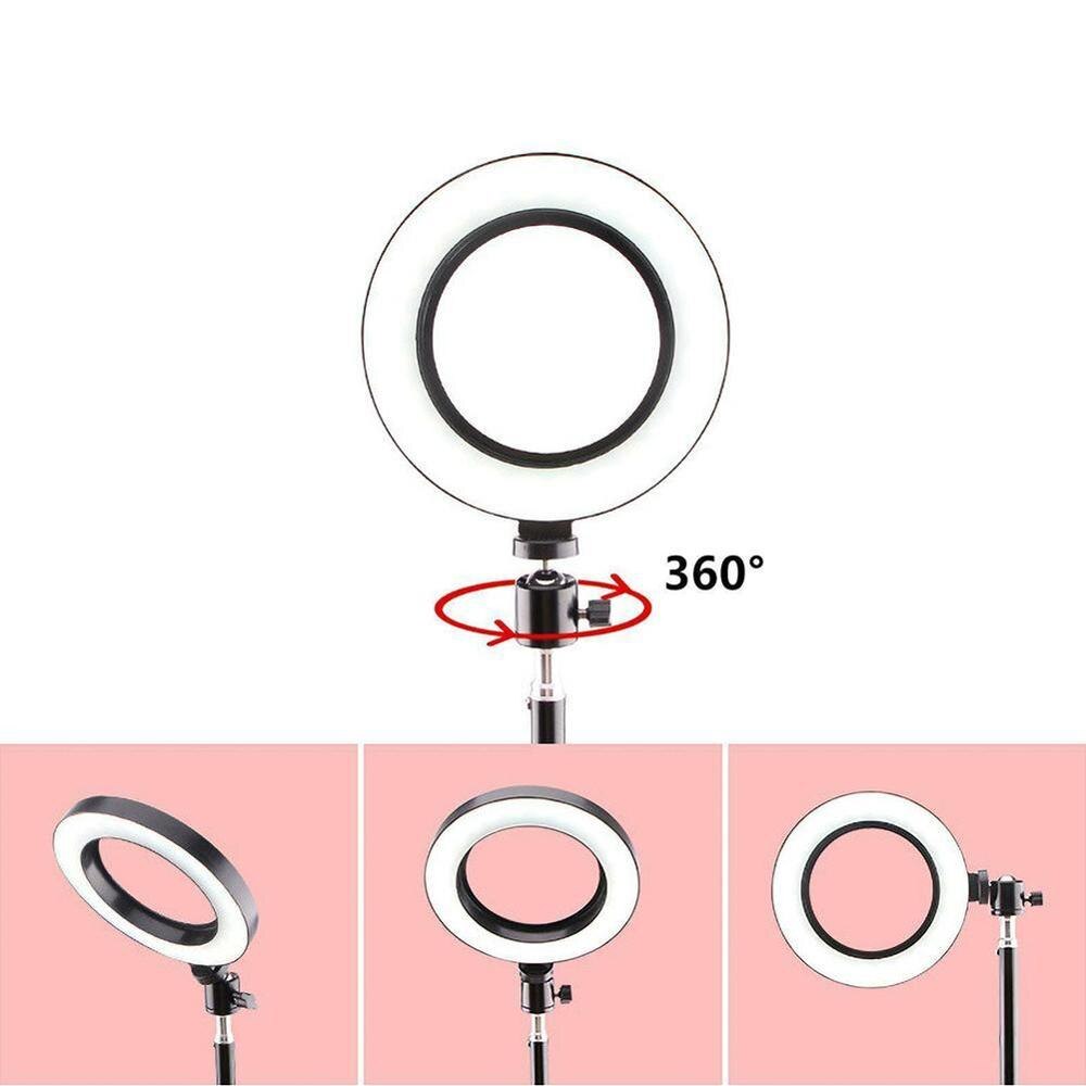 Fotografie 360 grad LED Selfie Ring Licht Dimmbare USB Kamera Telefon Studio Ring Lampe Mit Stative Für machen-hoch Video Live