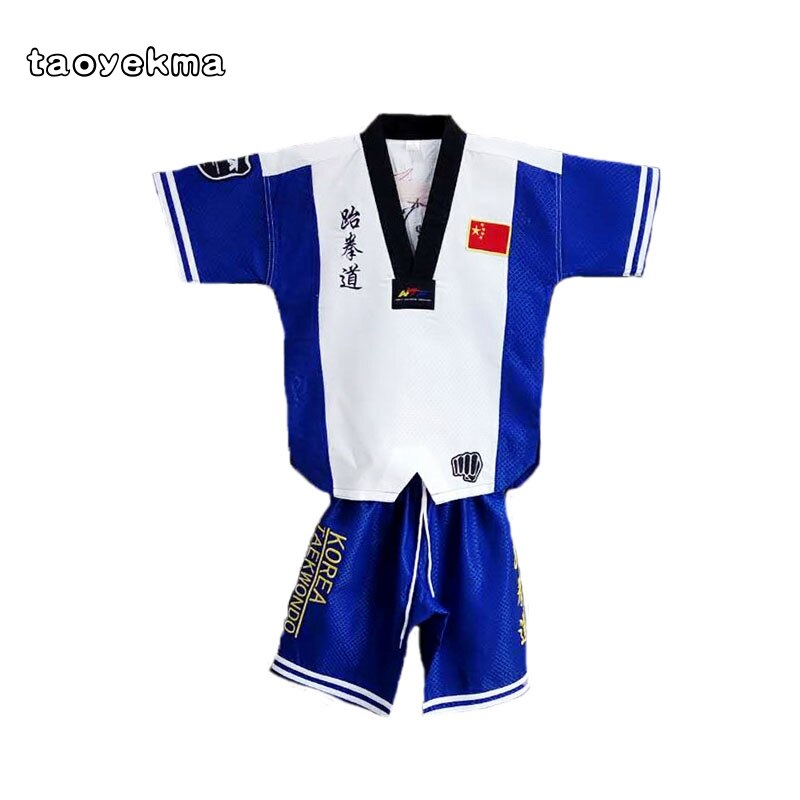 Taekwondo dobok tkd bomuld og bambus fiber uniform itf serie børn børn taekwondo langærmet tøj  t10