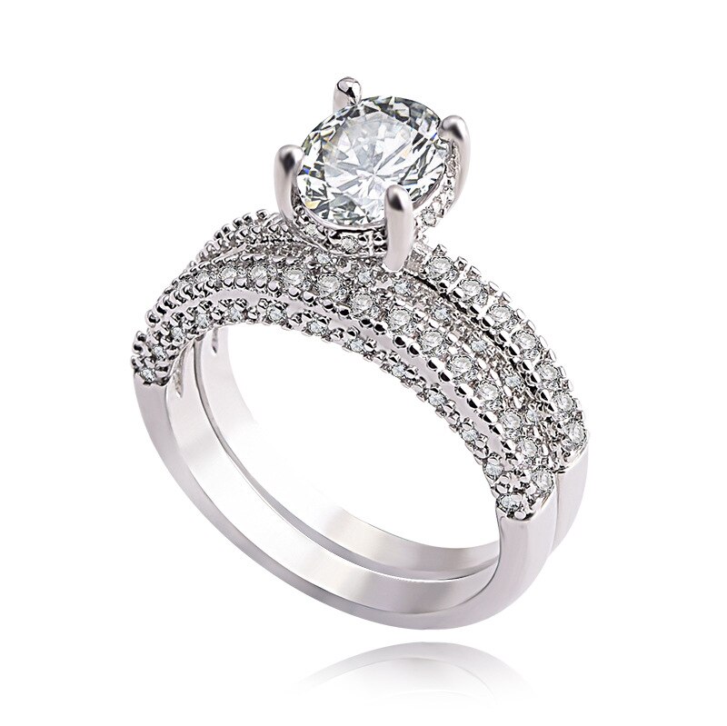 Meilleure de luxe ovale 925 en argent sterling bague de mariage ensemble pour les femmes dame anniversaire bijoux moonso R5219